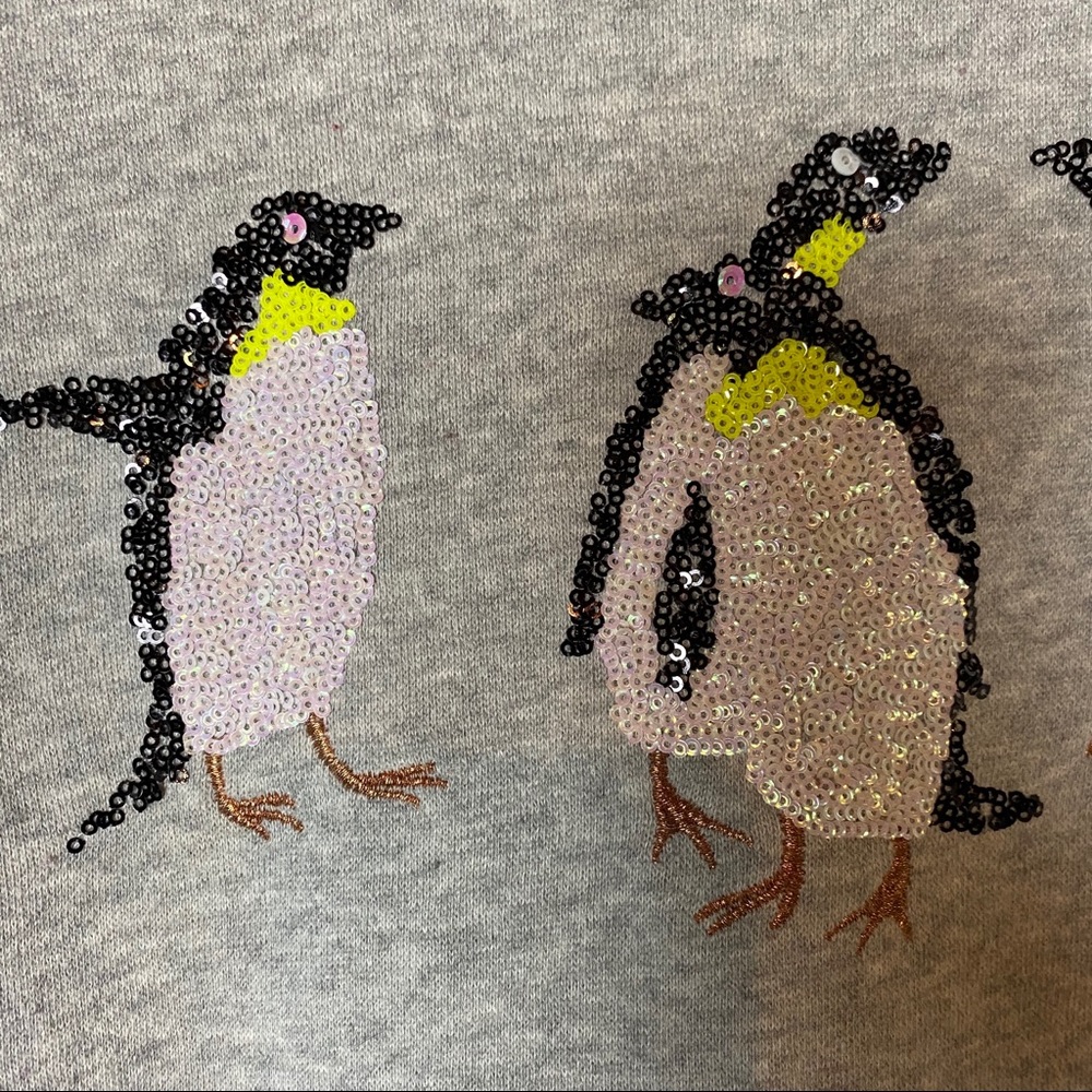 American Eagle gray sequin penguin sweatshirt - Picture 2 of 4